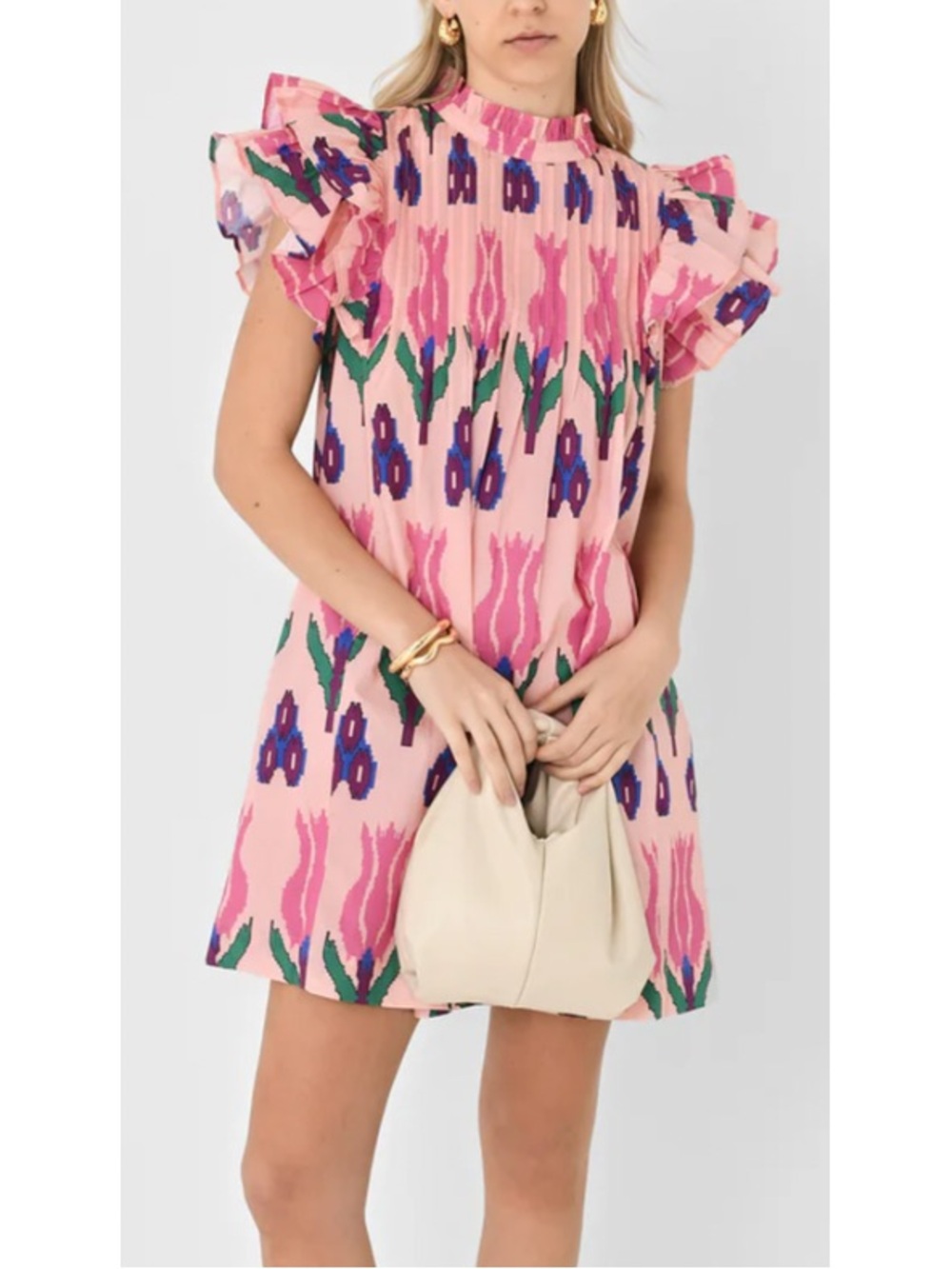 Oliphant Pintuck Flirty Dress in Blue Size L